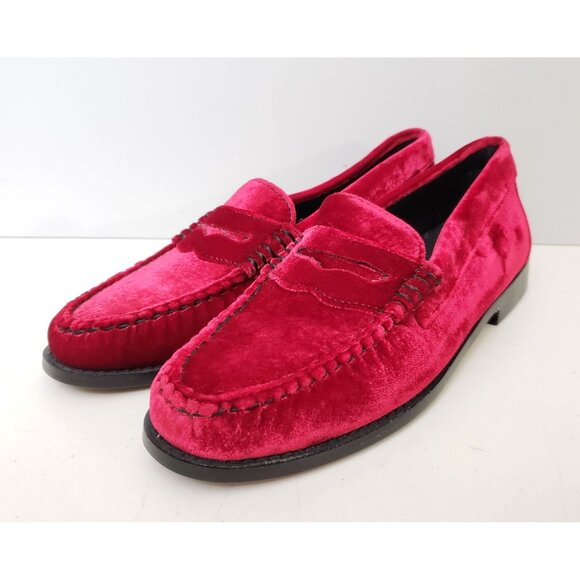 G.H.BASS Whitney Velvet Weejuns Loafers Wine Size 8 - Picture 1 of 5